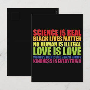 Science är verklig Black Lives Matter HBTQ-stolthe Helg Vykort
