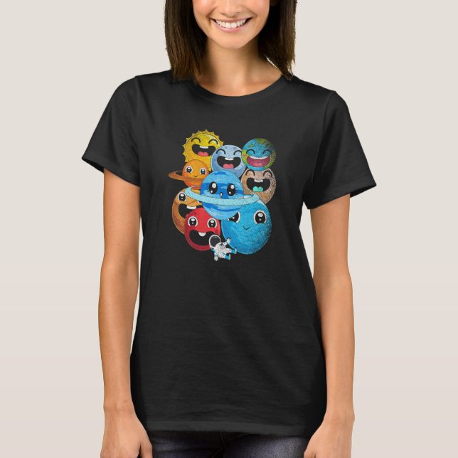Science Astronaut Cute Planets Rymden Astrono T Shirt (Framsida)