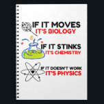 Science BIOLOGY CHEMISTRY PHYSICS Anteckningsbok<br><div class="desc">Coola,  Tecknad,  Kärlek,  Funny,  Kupe,  Vintage sport,  Retro,  Cute,  jul,  Geek.</div>