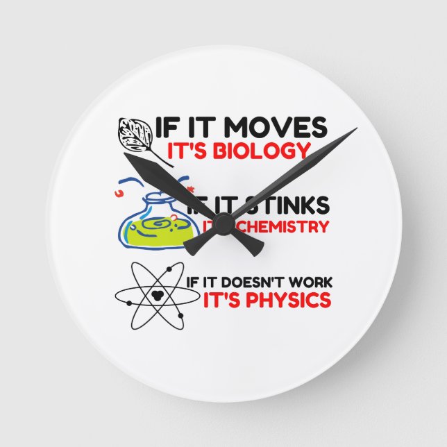 Science BIOLOGY CHEMISTRY PHYSICS Rund Klocka (Framsida)