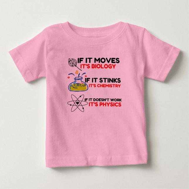 Science BIOLOGY CHEMISTRY PHYSICS T Shirt (Framsida)