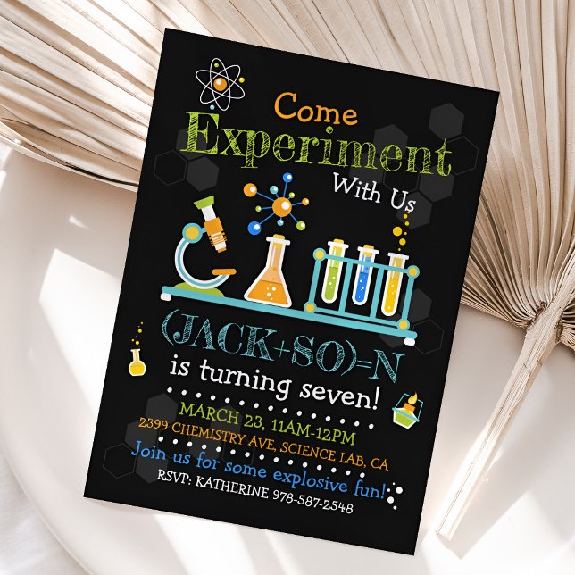 Science Birthday bjudande, Science Party Inbjudan (Science Birthday Invitation)