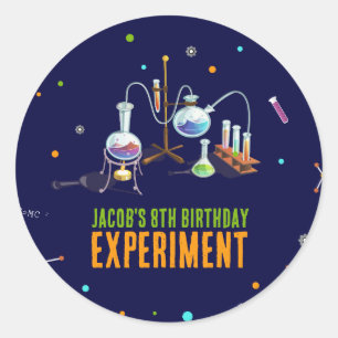 Science Birthday Runt Klistermärke