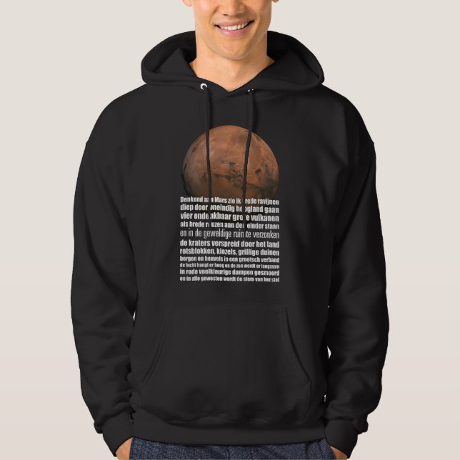 Science Black White Mars Globe Marsman Dikt Hoodie (Framsida)