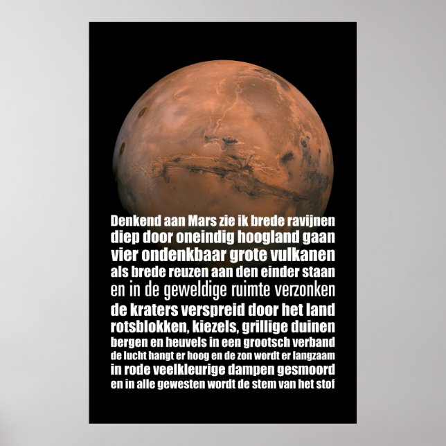 Science Black White Mars Globe Marsman Dikt Poster (Framsidan)