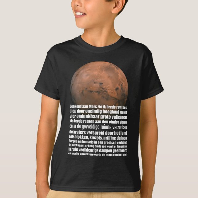 Science Black White Mars Globe Marsman Dikt T Shirt (Framsida)