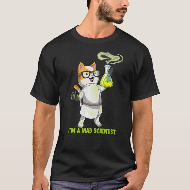 Science Cat Chemistry Mad Scientist Kitten Citten  T Shirt (Framsida)