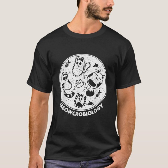Science Cat Meowcrobiologi T Shirt (Framsida)