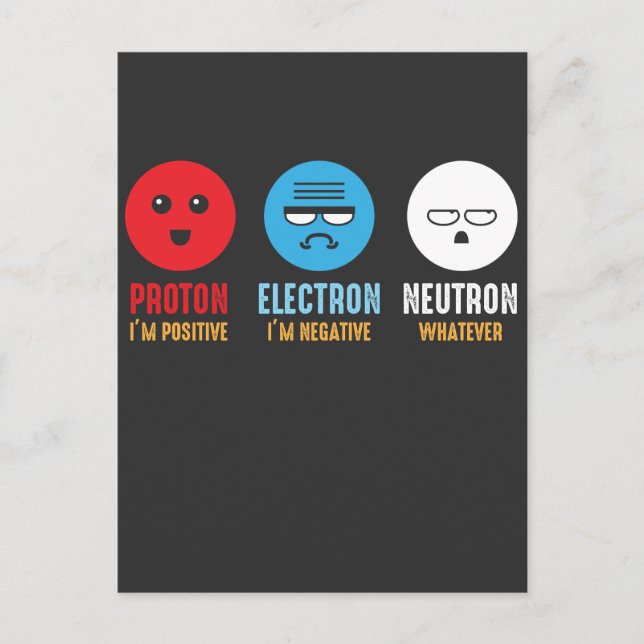 Science Chemistry Pun Proton Electron Neutron Vykort (Framsida)