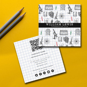 Science Chemistry Scientist QR Code Social Media Fyrkantigt Visitkort