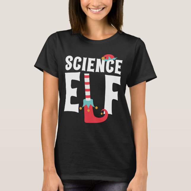 Science Elf Cute Funny Teacher - juldräkt T Shirt (Framsida)