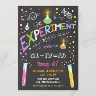 Science Experiment Birthday Investigation Girl Inbjudningar