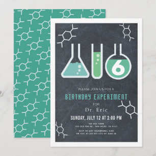 Science Experiment Black Chalkboard Birthday Inbjudningar