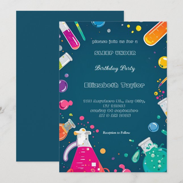 Science Experiment Party Invitation – Fun Lab  Inbjudningar (Fram/baksida)