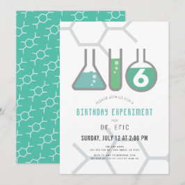 Science Experiment White & Grönt Boy Birthday Inbjudningar