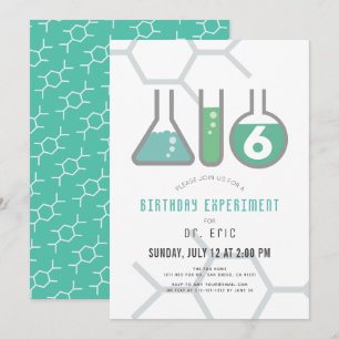 Science Experiment White & Grönt Boy Birthday Inbjudningar