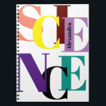 "SCIENCE"-färgad personlig Anteckningsbok<br><div class="desc">"VETENSKAP" färgstark personlig, använda utformning verktyg och förändring av färg på brev</div>
