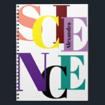 "SCIENCE"-färgad personlig Anteckningsbok<br><div class="desc">"VETENSKAP" färgstark personlig,  använda utformning verktyg och förändring av färg på brev</div>