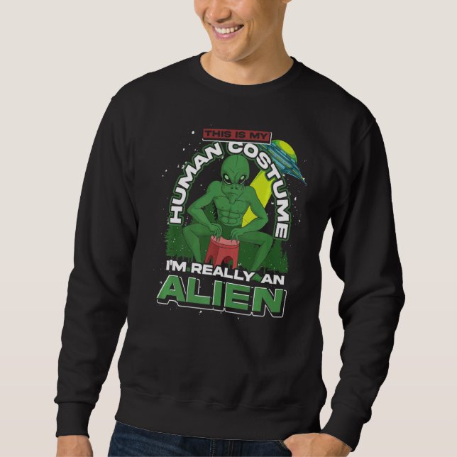 Science fiction Alien Believer Costume Party Ufo Lång Ärmad Tröja (Framsida)