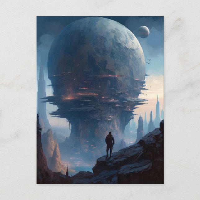 Science fiction Alien City Ligcape Sci Fi Vykort (Framsida)