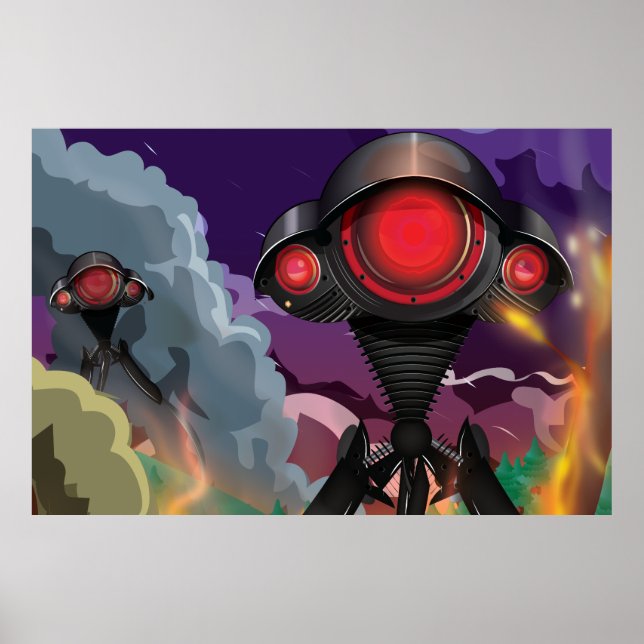 Science Fiction Alien Tripod Attack! Poster (Framsidan)