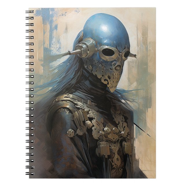 Science fiction Alien Wearing Helmet Mask Anteckningsbok (Framsidan)