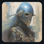 Science fiction Alien Wearing Helmet Mask Fyrkantigt Klistermärke<br><div class="desc">Fantasy Art products by The Lunarium.</div>