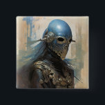 Science fiction Alien Wearing Helmet Mask Knapp<br><div class="desc">Fantasy,  Sci-fi & Horror art av Lunarium.</div>