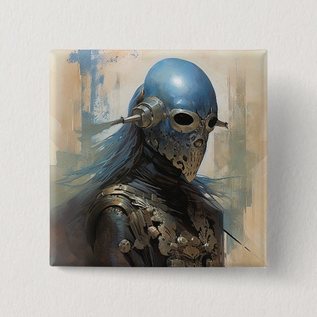 Science fiction Alien Wearing Helmet Mask Knapp (Framsida)