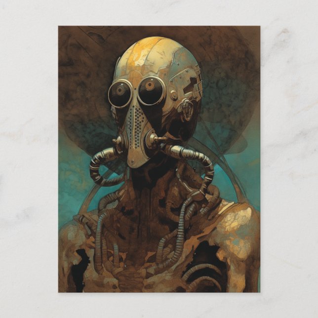 Science fiction Alien Wearing Helmet Mask Vykort (Framsida)