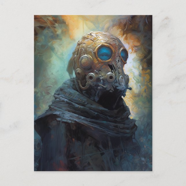 Science fiction Alien Wearing Helmet Mask Vykort (Framsida)