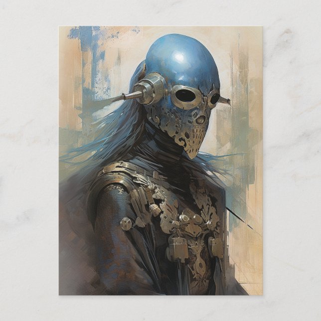 Science fiction Alien Wearing Helmet Mask Vykort (Framsida)