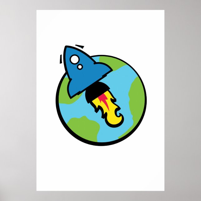 Science fiction-animering Rocket And Planet Poster (Framsidan)