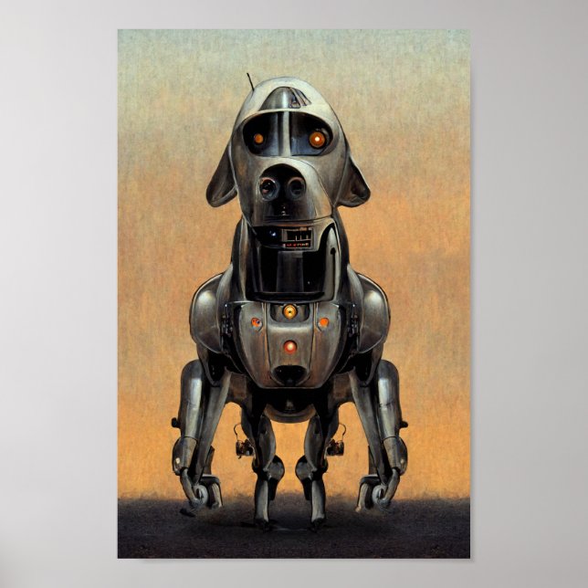 Science fiction Art | Porträtt i en Robot-Hund Poster (Framsidan)
