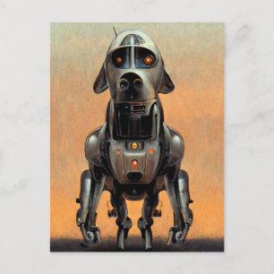 Science fiction Art Porträtt i en Robot-Hund Vykort