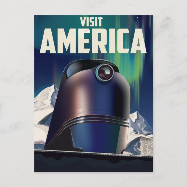 Science fiction Besök amerika reseaffisch Vykort (Framsida)
