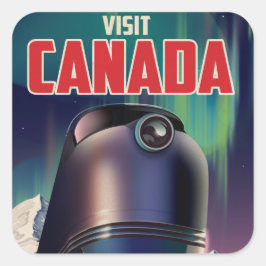Science fiction Besök Kanada resaffisch Fyrkantigt Klistermärke