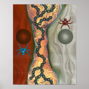 Science fiction biologisk abstrakt med flytande kl poster