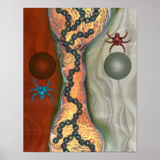 Science fiction biologisk abstrakt med flytande kl poster