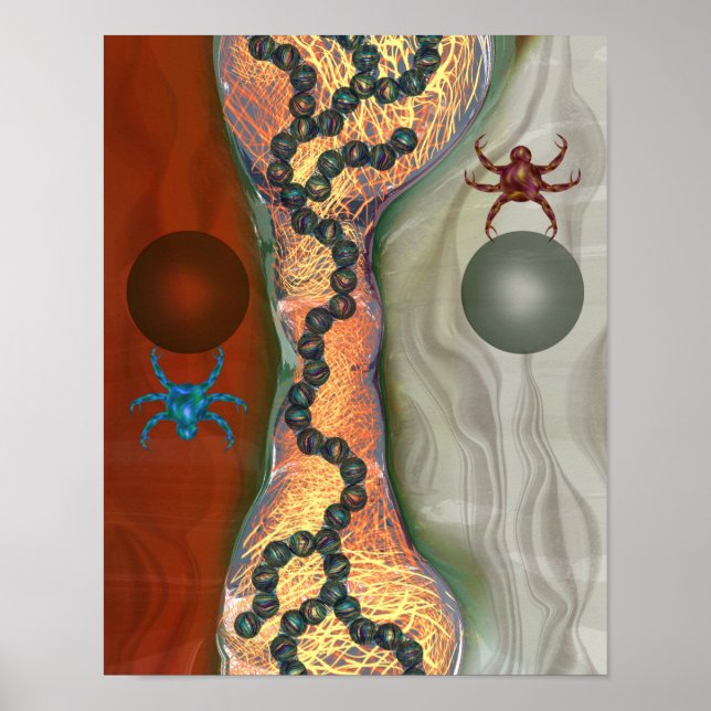 Science fiction biologisk abstrakt med flytande kl poster (Framsidan)