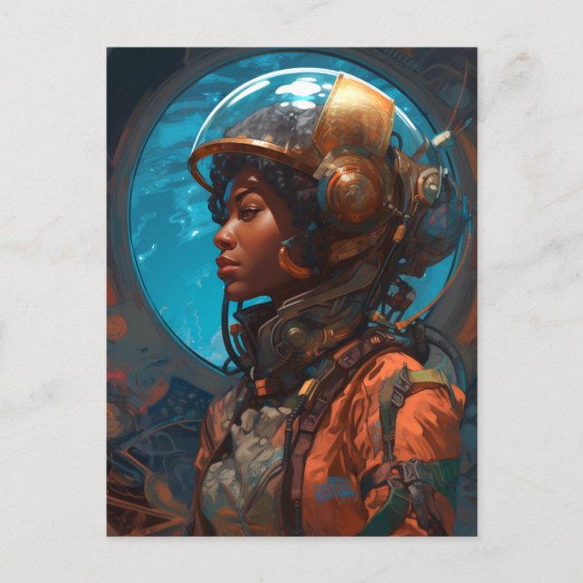 Science fiction Black Woman Afrofuturism Vykort (Framsida)