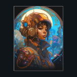 Science fiction Black Woman Pilot Futuristiska Vykort<br><div class="desc">Fantasy,  Sci-fi & Horror art av Lunarium.</div>