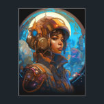 Science fiction Black Woman Pilot Futuristiska Vykort<br><div class="desc">Fantasy,  Sci-fi & Horror art av Lunarium.</div>