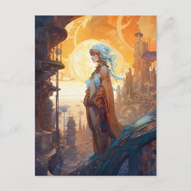 Science fiction City Ligcape Dam Sci Fi Vykort (Framsida)