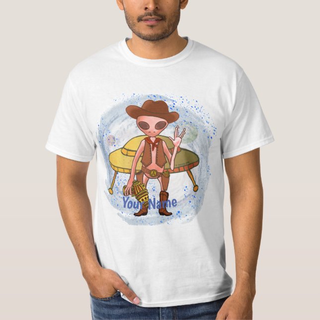 Science fiction cowboy utomjording  t shirt (Framsida)