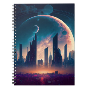Science fiction Cyberpunk Space City Anteckningsbok