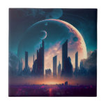 Science fiction Cyberpunk Space City Kakelplatta<br><div class="desc">Science fiction Cyberpunk Space City</div>