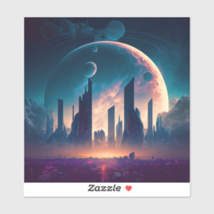 Science fiction Cyberpunk Space City Klistermärken