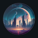 Science fiction Cyberpunk Space City Magnet<br><div class="desc">Fantasy Art products by The Lunarium.</div>