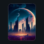 Science fiction Cyberpunk Space City Magnet<br><div class="desc">Fantasy,  Sci-fi & Horror art av Lunarium.</div>
